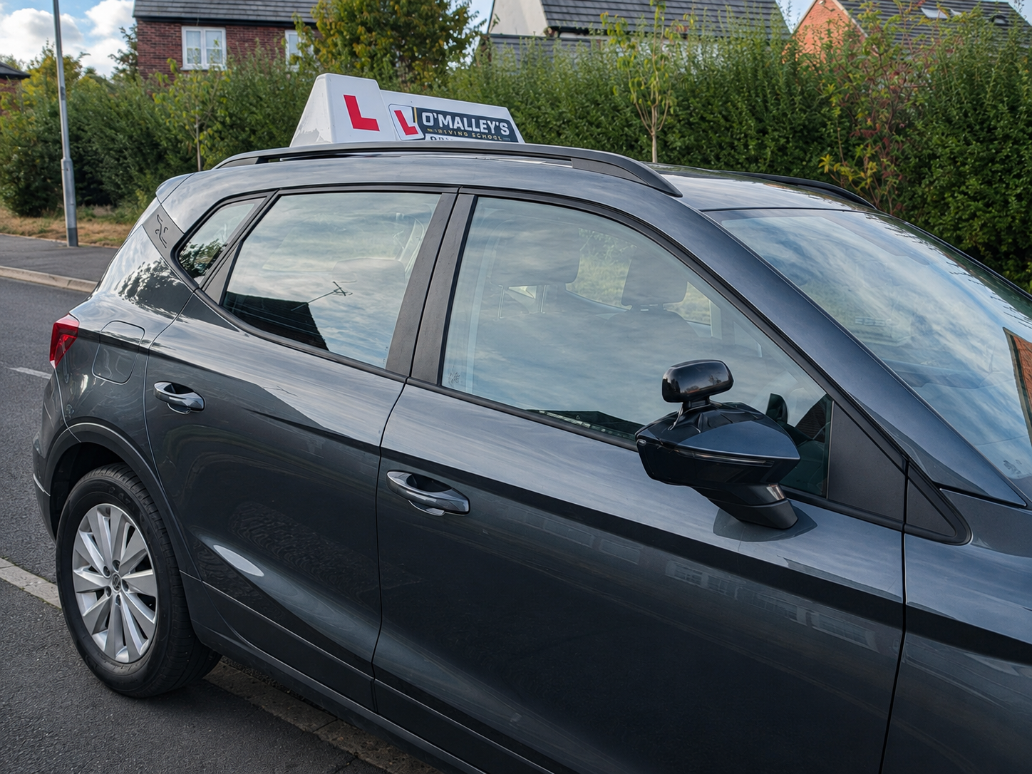 Additional instructor mirror fitted inside Trish O'Malley's tuition car